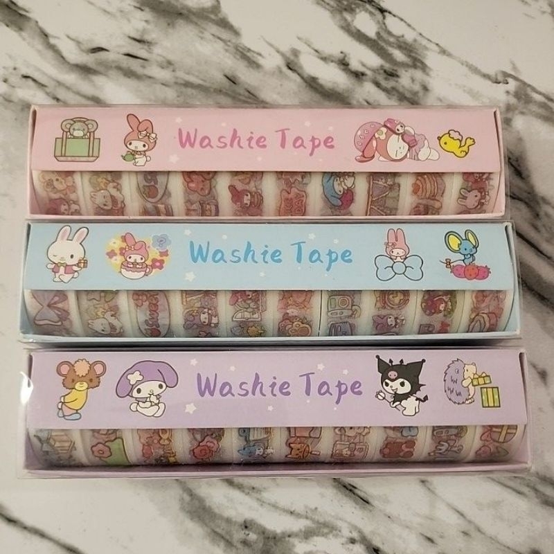 

Washi tape Sanrio isi 10 roll tape, tiap roll berbeda gambar