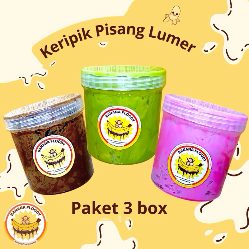 

Paket Keripik Pisang Lumer Mix Rasa isi 3 box perbox isi 250gram