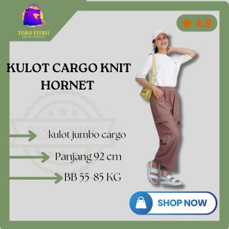 Celana Wanita Kulot Cargo Knit Hornet Premium Import Jumbo 4 Saku