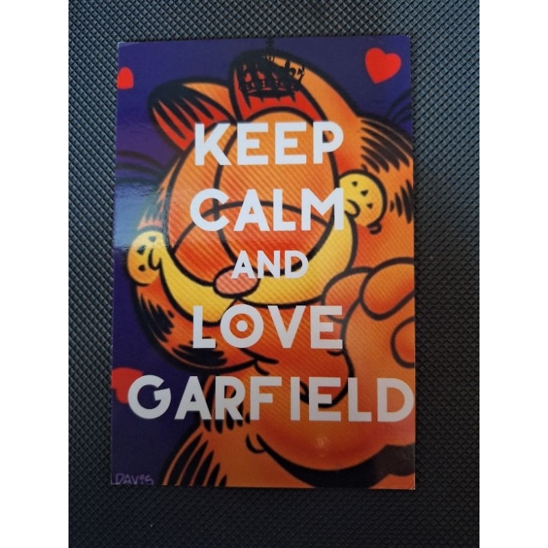 

kartu pos keep calm and love garfield postcard