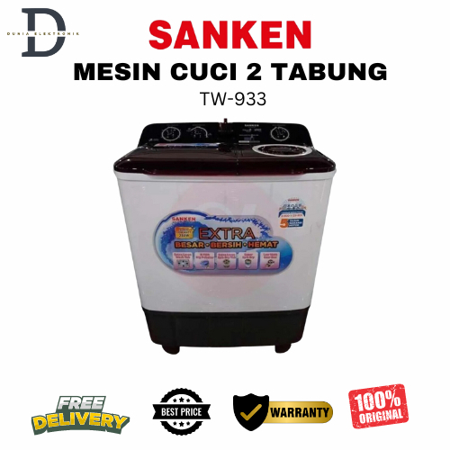 MESIN CUCI 2 TABUNG SANKEN - TW 933 - 9 KG