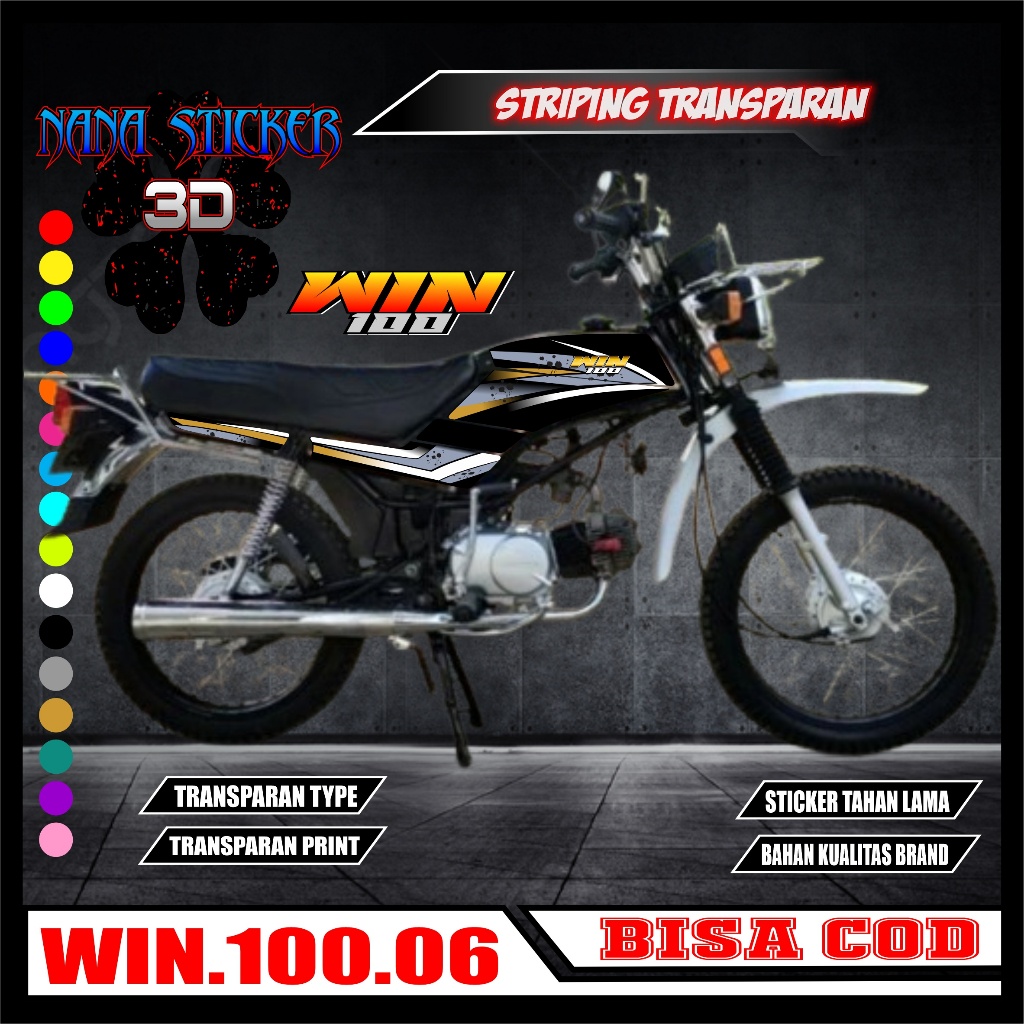 Striping TRANSPARAN HONDA WIN 100 Variasi Stiker Sticker list body motor HONDA WIN 100 Motif KEREN C
