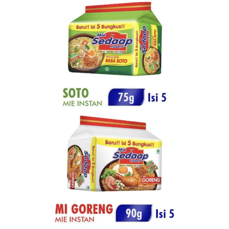 

Sedaap Mie Instan Goreng Kuah 5 X 90g 5 X 75g