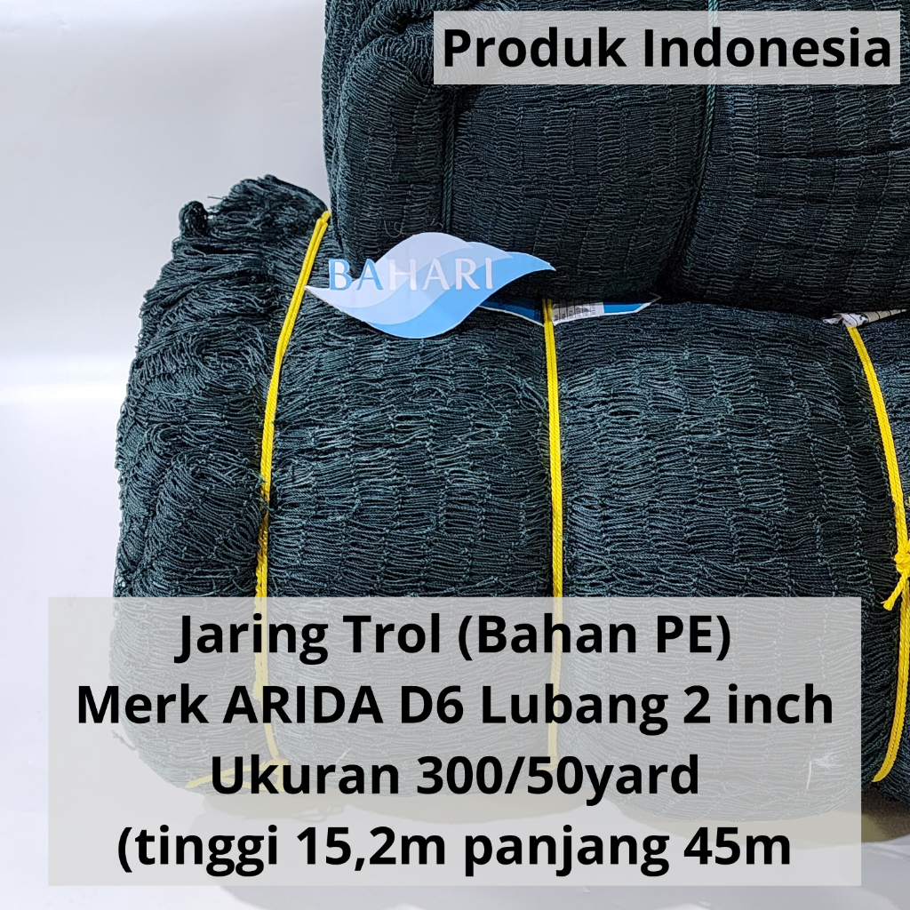 Jaring Ikan Arida Trol / PE 380D/6 lubang 2" ukuran jaring 300/50 (Jaring Trol/Keramba D6)