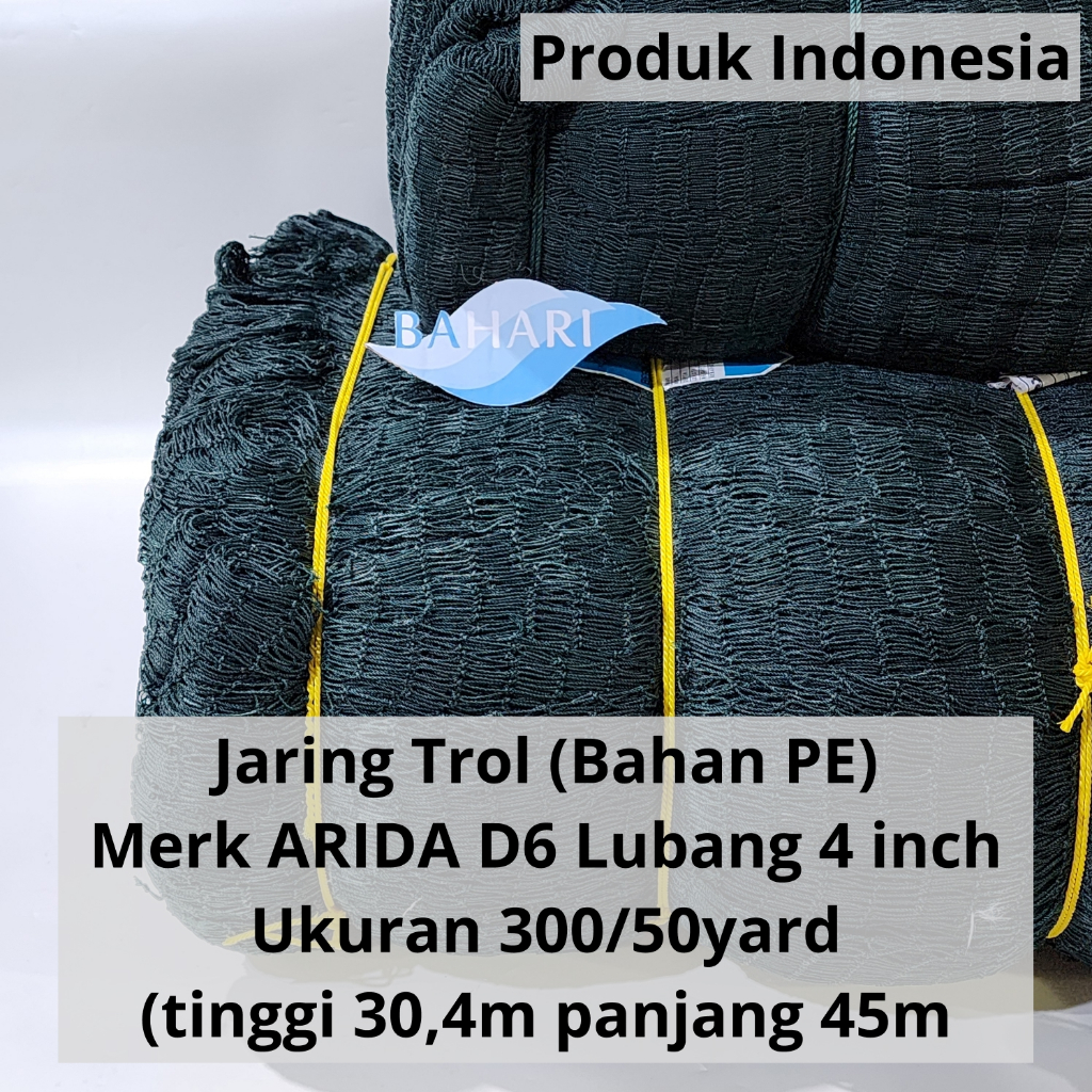 Jaring Ikan Arida Trol / PE 380D/6 lubang 4" ukuran jaring 300/50 (Jaring Trol/Keramba D6)
