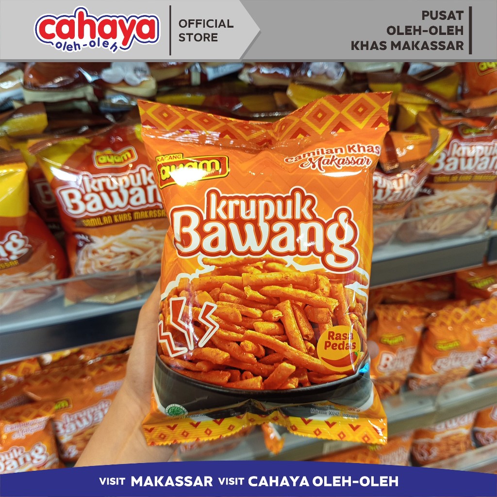 

Krupuk Bawang Pedas / Stik Bawang Ayam Cahaya Oleh Oleh Makassar 225gr