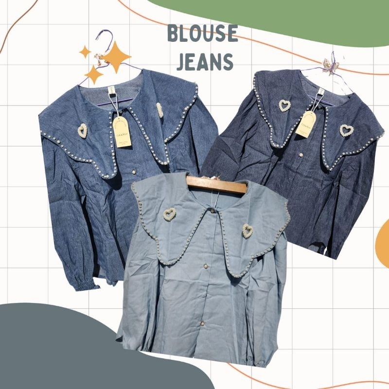 Atasan Wanita Lengan Panjang/Baju wanita Jeans/Blouse Wanita