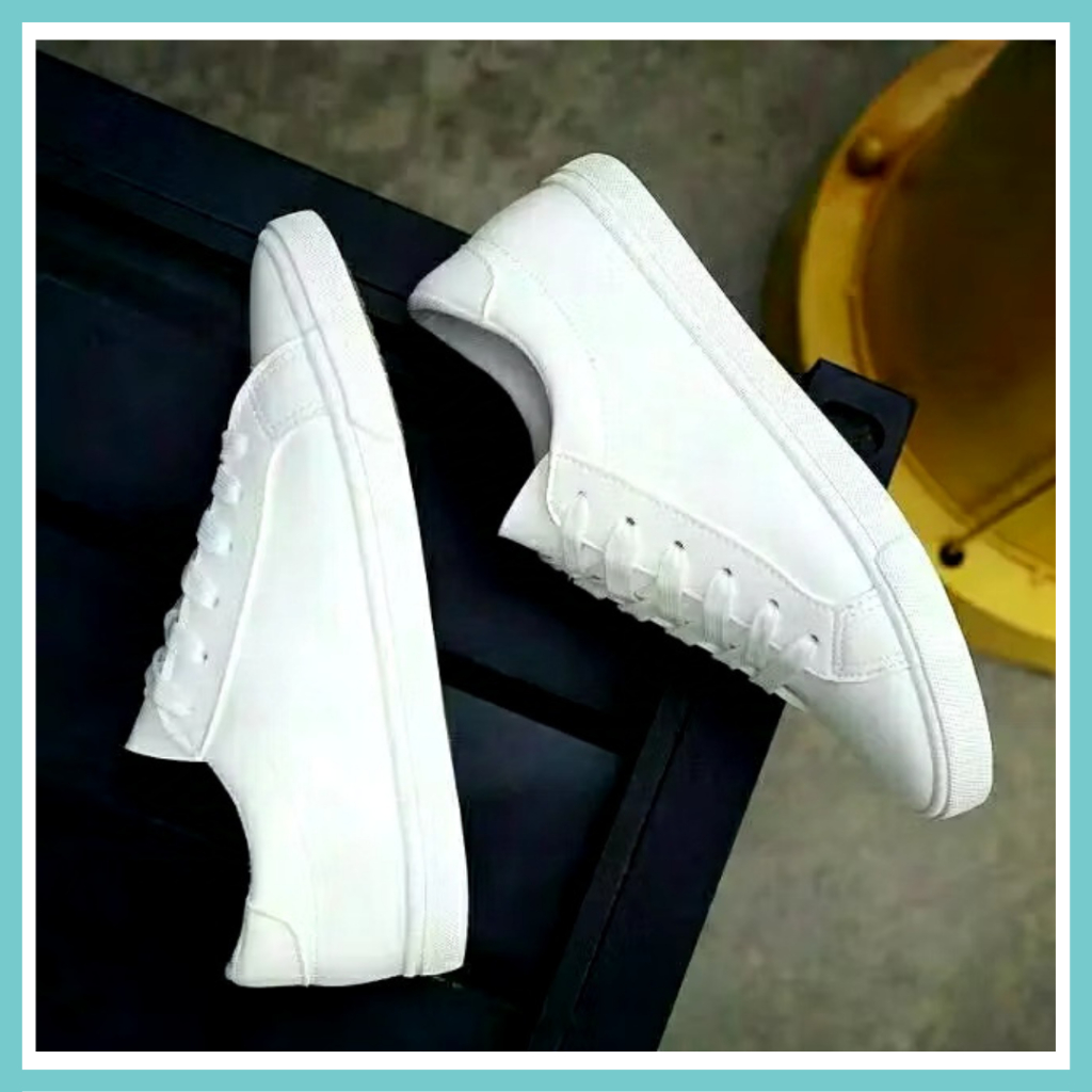 SEPATU SNEAKERS WANITA POLOS HITAM PUTIH