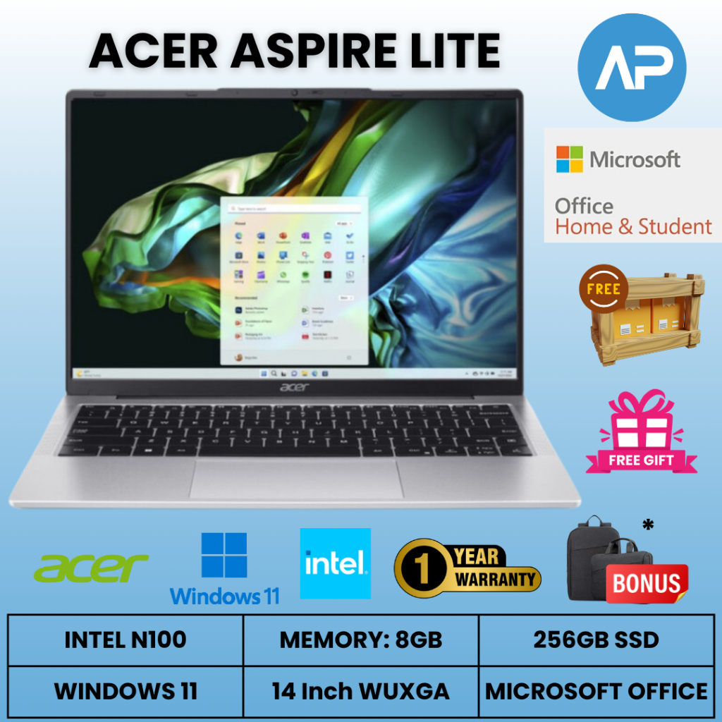 Laptop Acer Aspire Lite Intel N100 - 8GB - 256GB SSD - 14" - Windows