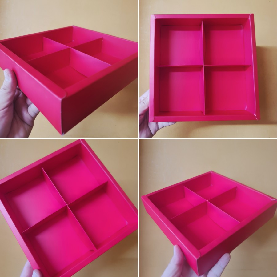 

( 5 pcs ) Kotak Box Hampers Bolu Surabaya Dus Sekat 4 Muat 4 Toples Kotak Kue Kering 350gr