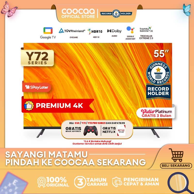 [Google TV]COOCAA 55 inch Smart TV - 4K - UHD - Netflix/Youtube - Google Assistant - Dolby Audio - L