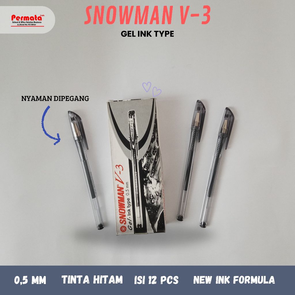 

PULPEN SNOWMAN GEL V3 / PEN BOLPOIN SNOWMAN V3 0.5 / 0.7 mm ( 12 pcs)