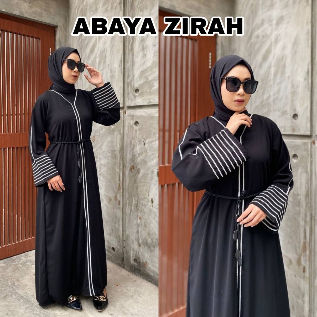 NVL Collection Abaya Saudi Hitam Jetblack Kombinasi Bordir List Gamis Simpel Cadar- ZIRAH