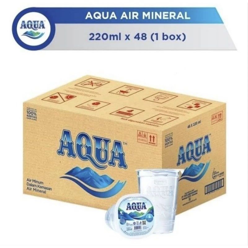 

AQUA GELAS / AQUA CUP AIR MINERAL 1 DUS / 1 KARTON 220 ML ISI 48