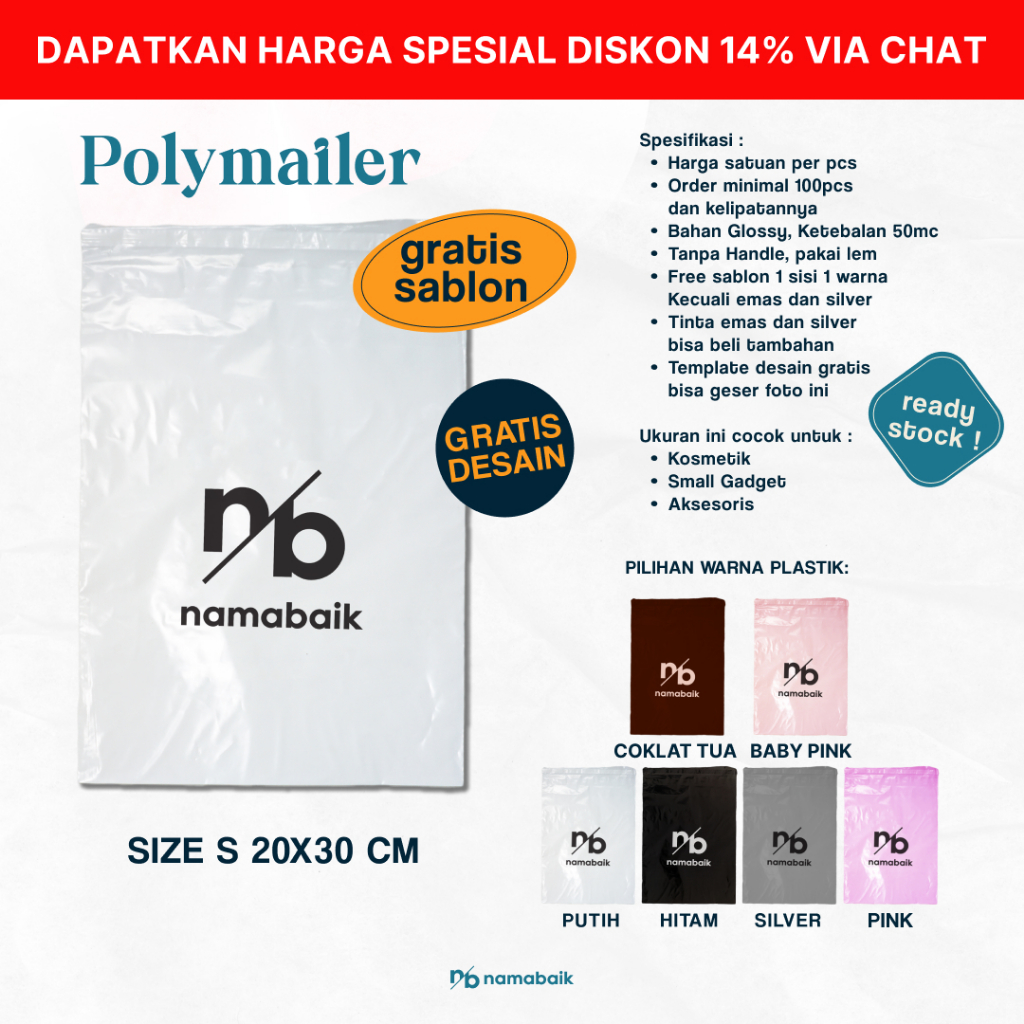 

[COD] Polymailer S 20X30 CM Plastik Packing Gratis Sablon Desain