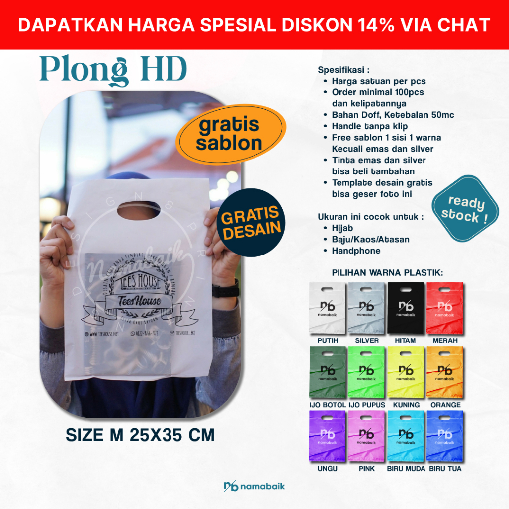 

[COD] Plong HD M 25x35 cm Plastik Packing Sablon Gratis Desain