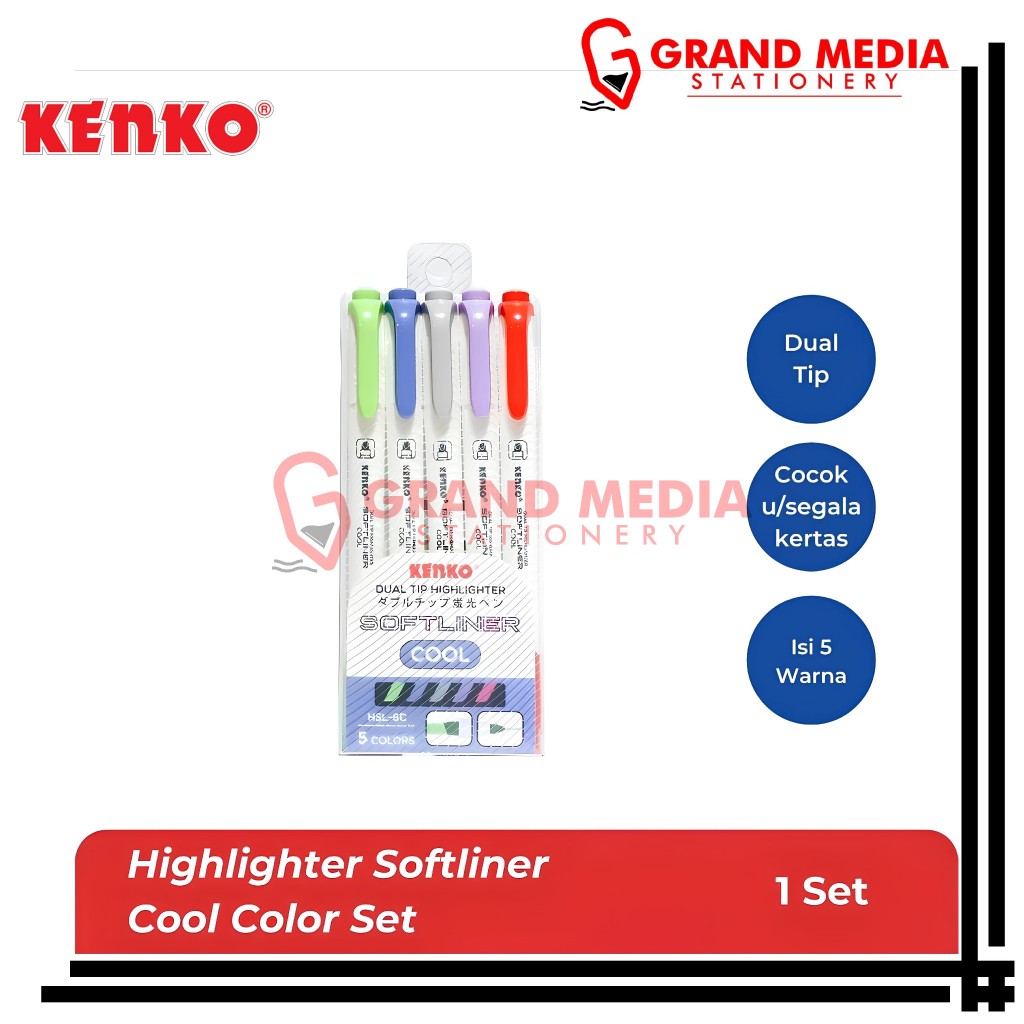 

[GRAND MEDIA] HIGHLIGHTER KENKO DUAL TIP SOFTLINER COOL HSL-6C