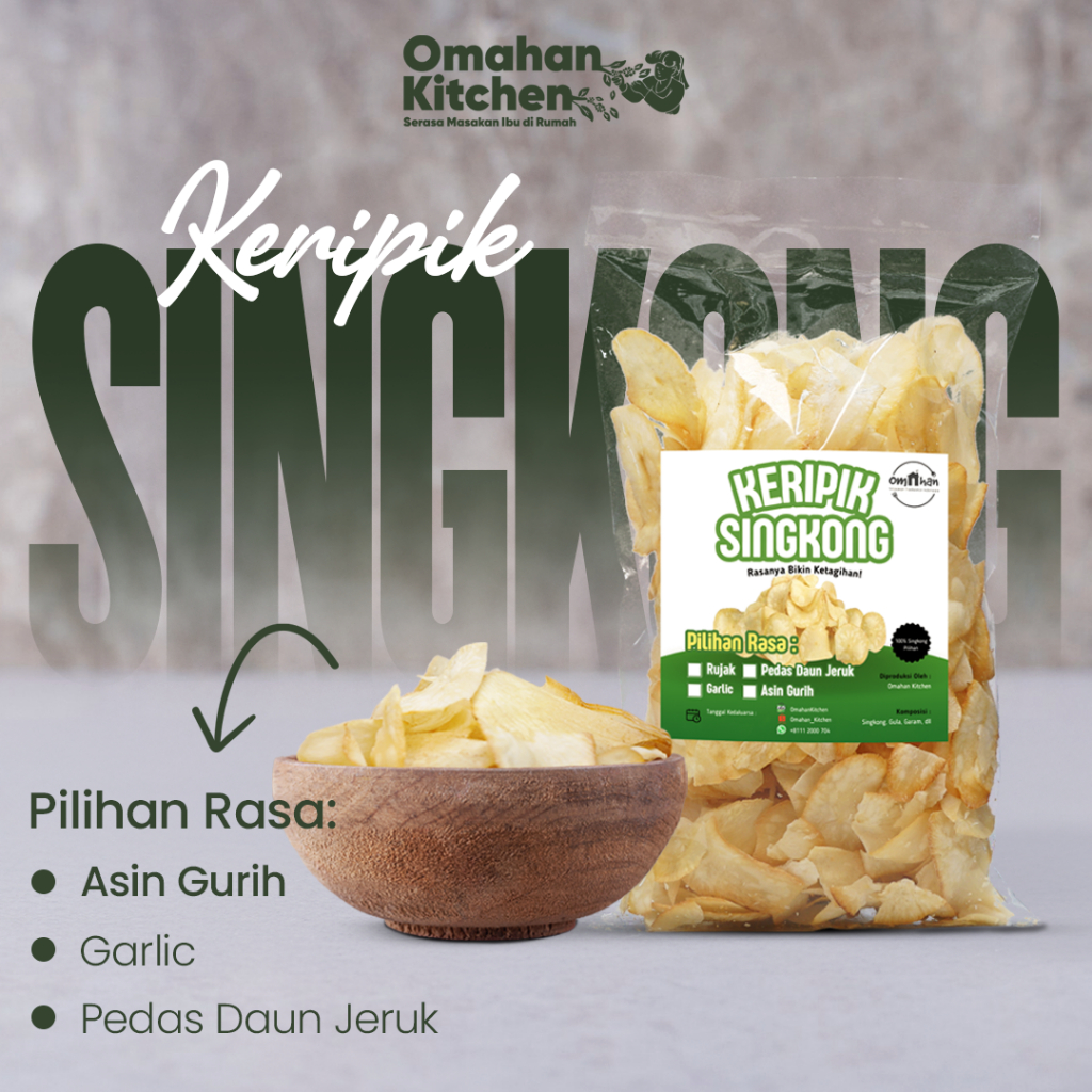 

Keripik Singkong Pedas Daun Jeruk Omahan Kitchen