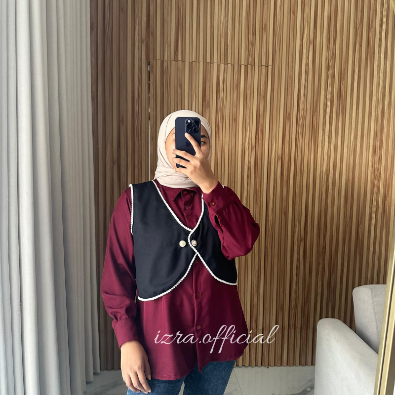 Kemaja vest Adelle atasan wanita korea style jumbo bigsize blus k wanita korea