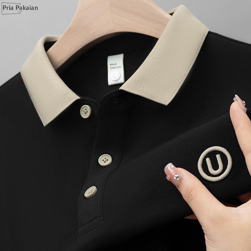 bestpromo kaos kerah pria knit shirt lengan pendek v neck polo shirt kaos polos kancing atasan pria