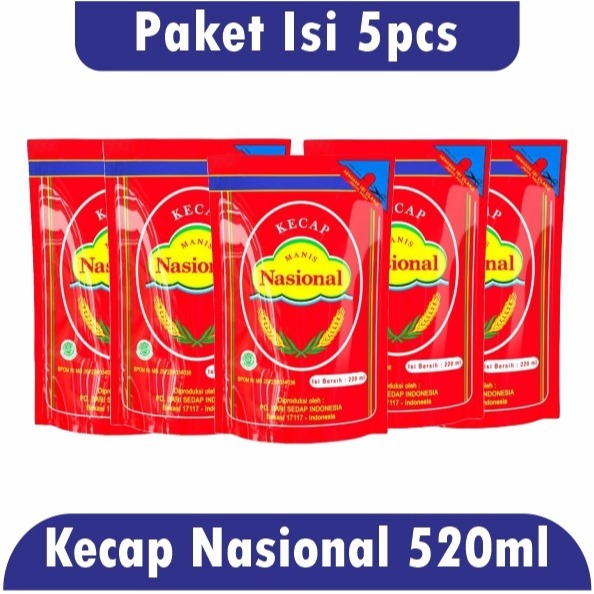

[ Paket Isi 5 ] Nasional Kecap Manis Refill 520ml Kemasan Pouch