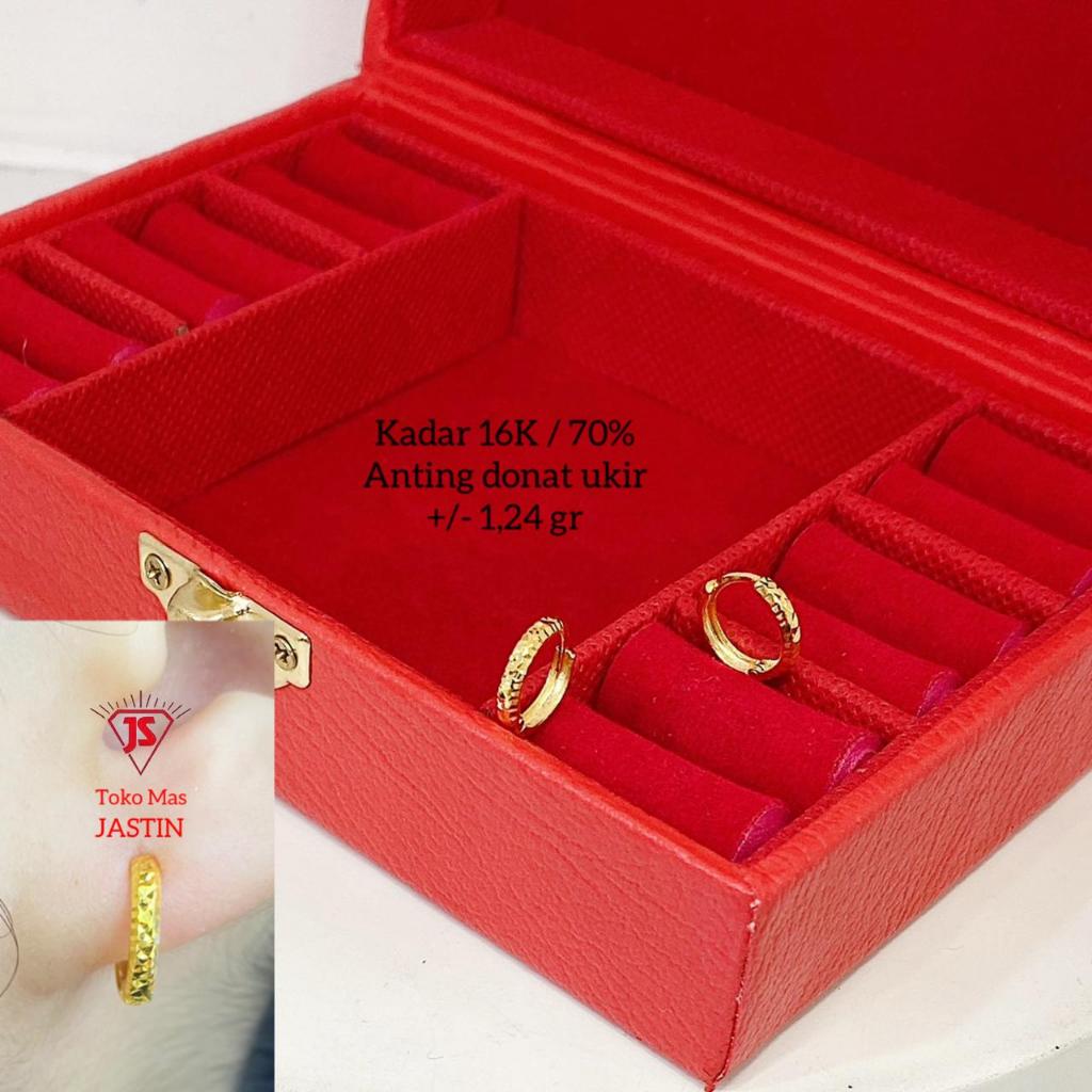 anting bulat ukir emas kadar 16k/700
