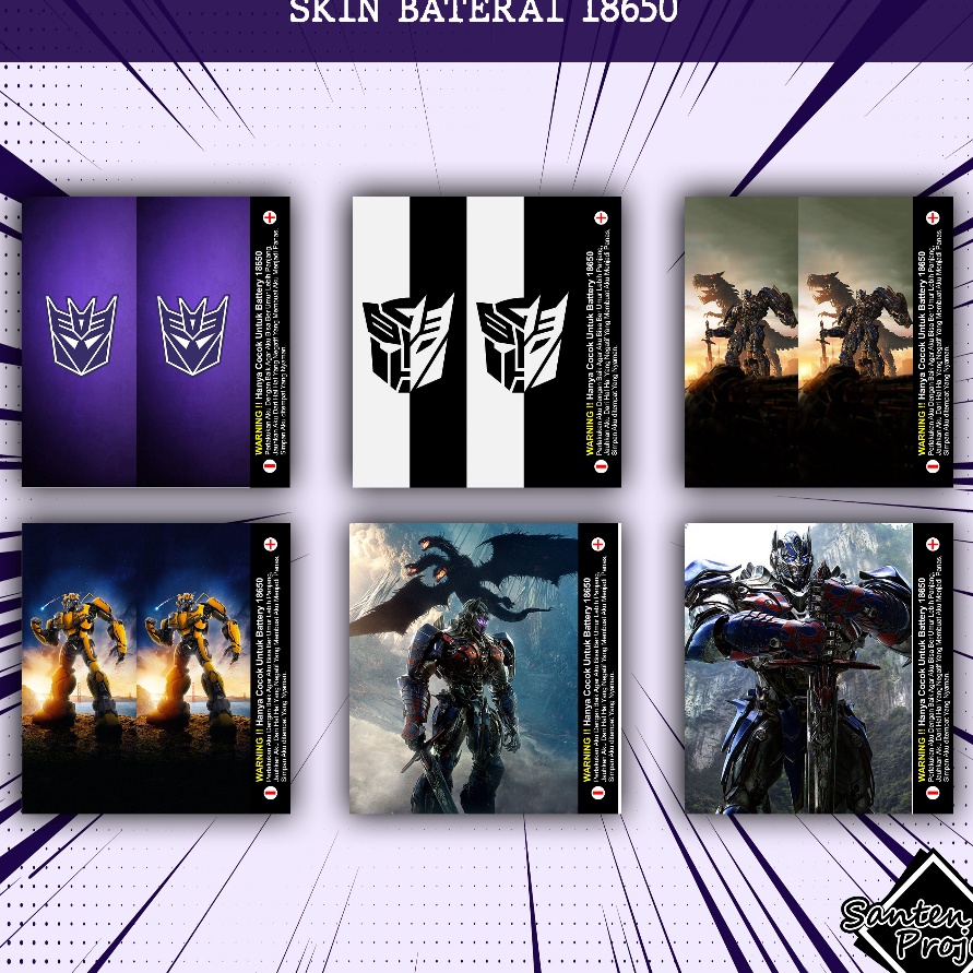 

PRODUK TERBARU STIKER SKIN WRAP BATERAI 1865 PELINDUNG BATERAI TRANSFORMERS