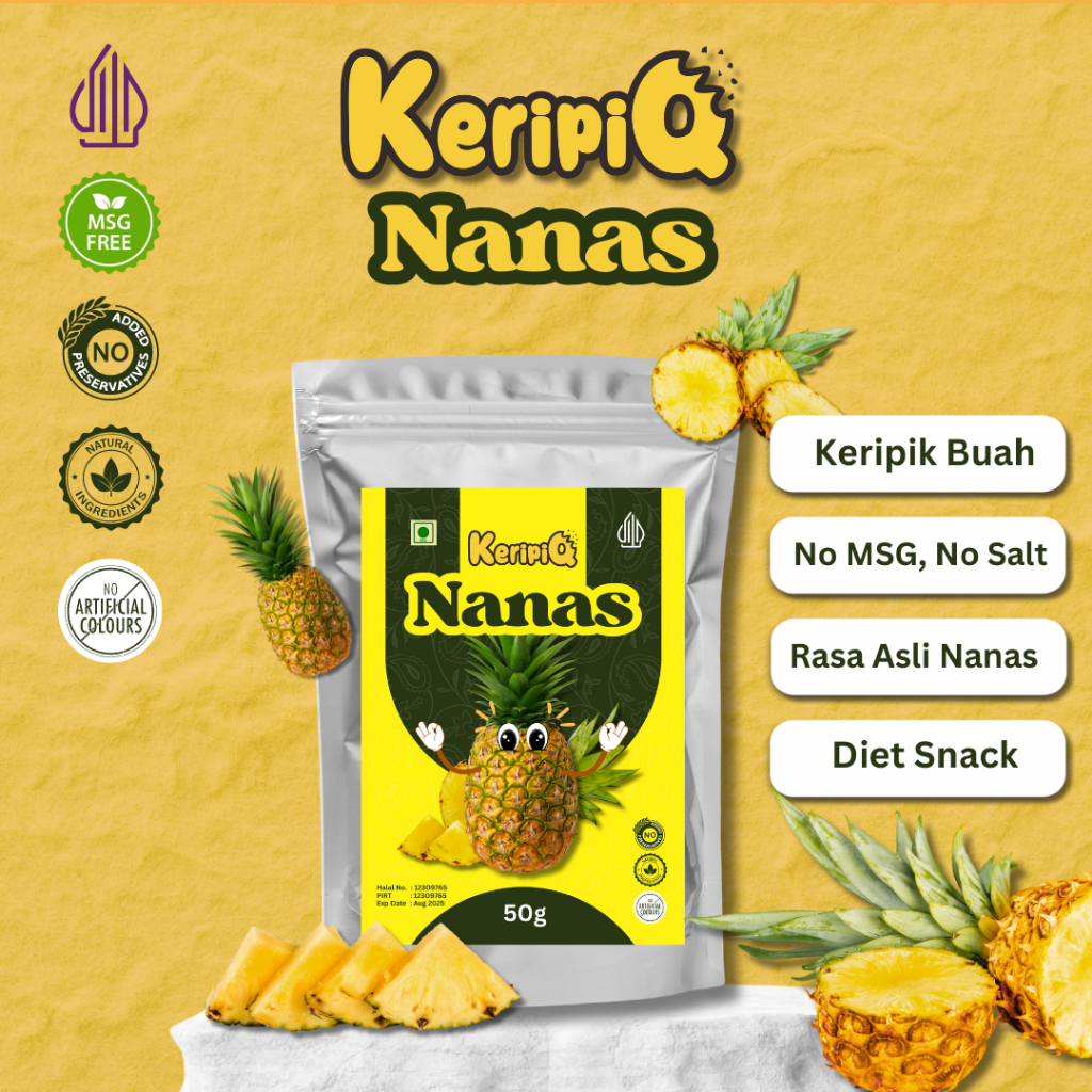 

KeripiQ Nanas 50gr Manis dan Renyah Keripik Buah Camilan Rendah Kalori Tanpa MSG