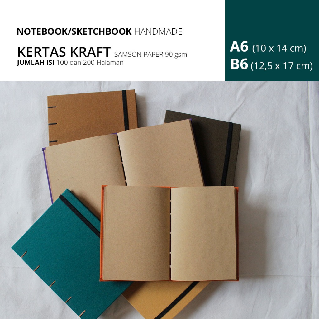 

Handmade Notebook / Buku Catatan Cover Polos | ukuran A6 dan B6