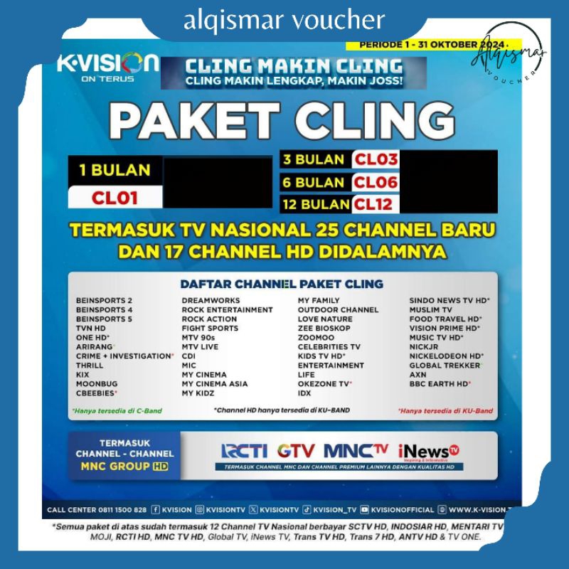 Voucher K-Vision Paket Cling 1 Tahun