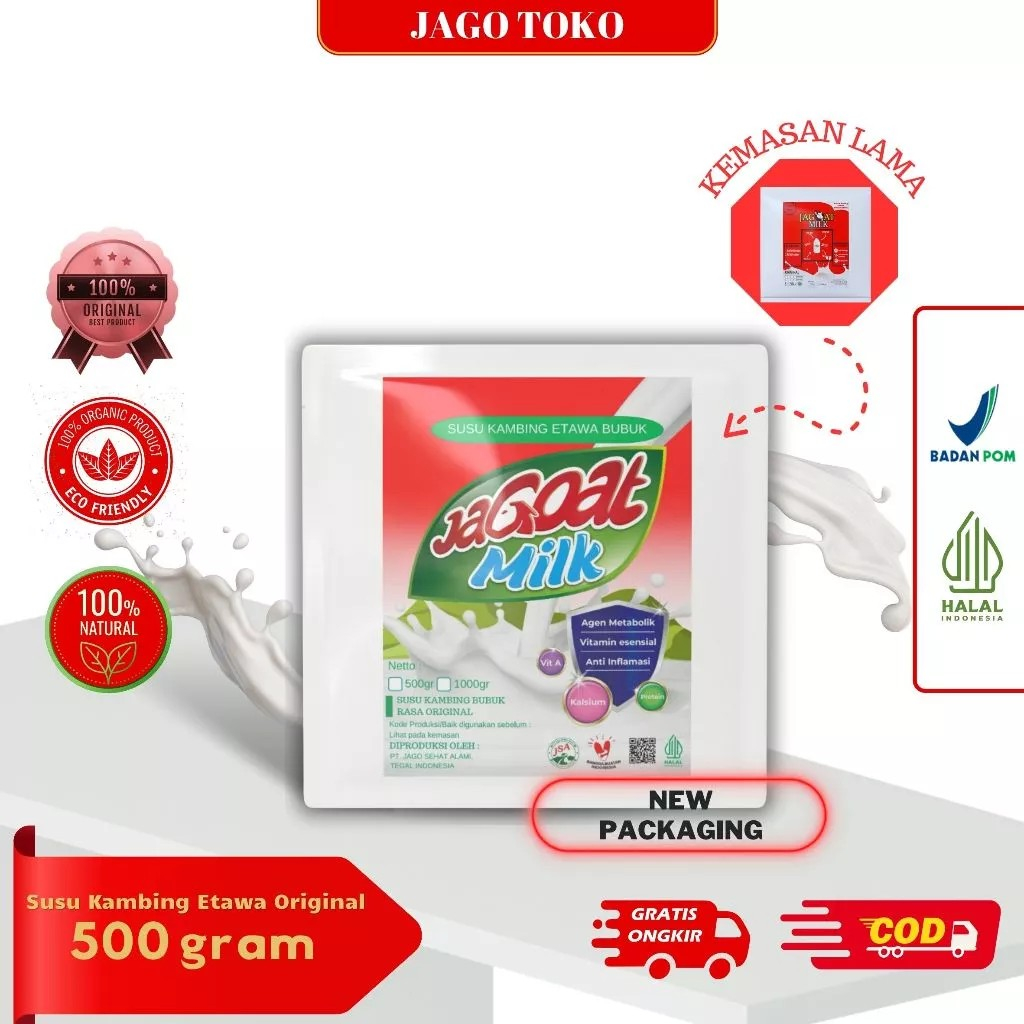 

Susu Kambing Etawa 500gram kemasan almunium foil Jagoat Milk