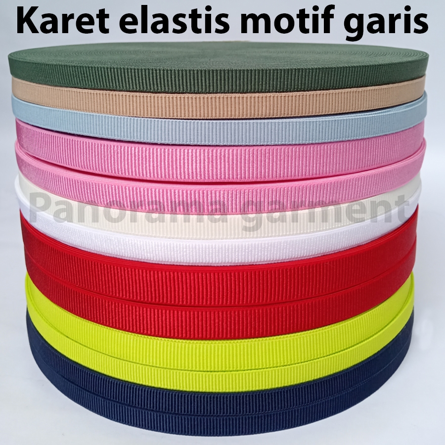karet elastis 1 cm motif garis