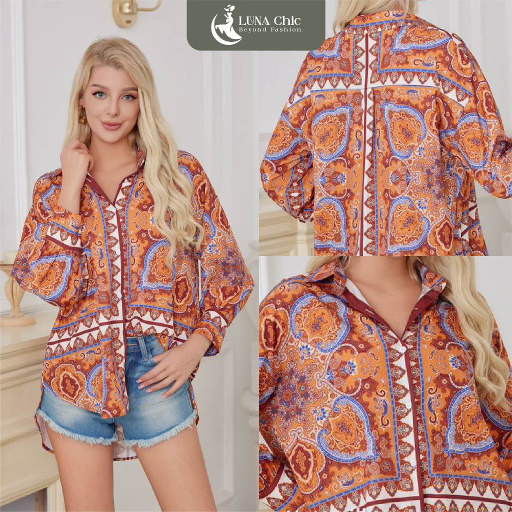HIPPIE SHIRT | Kemeja Oversized Wanita Printing Premium