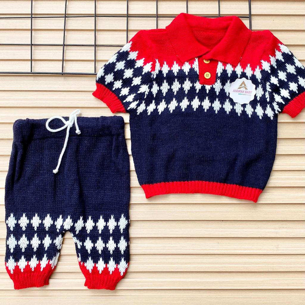 Setelan Rajut Bayi Baru Lahir Setelan Sweater Bayi Newborn Setelan Bayi Baju Pendek + Celana Pendek 