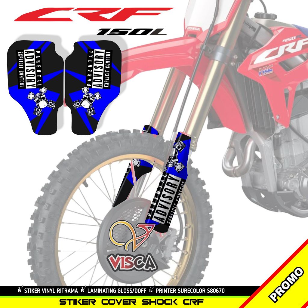 Stiker Cover Shock Honda CRF - Stiker CRF Desain Skull