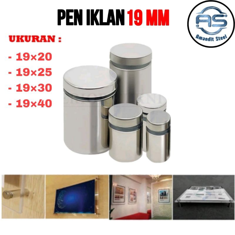 PEN IKLAN 19 MM  BAUT AKRILIK PEN BAUT IKLAN KACA AKRILIK SIGN