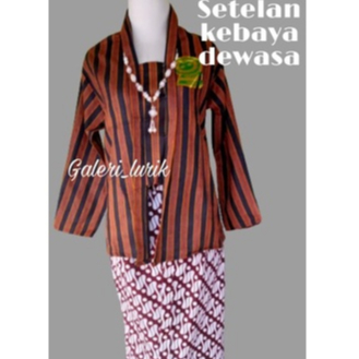Setelan Kebaya Lurik Wanita/ Kebaya Jawa Kutubaru Dewasa/ Surjan Lurik/ Baju Adat Jawa