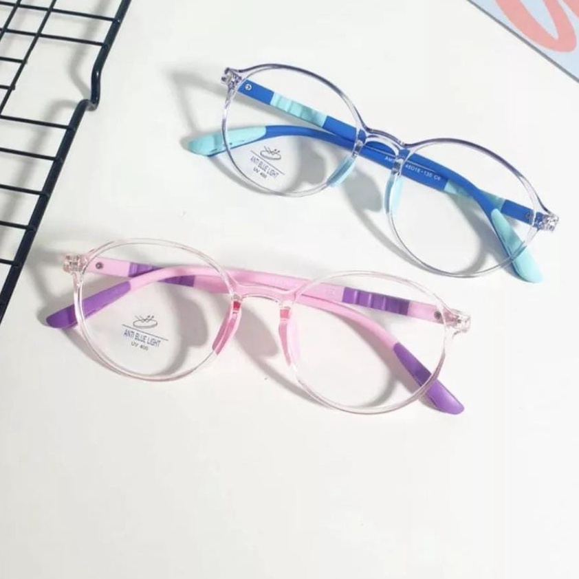 Haizeshop Kacamata Anak Antiblueray model bulat plastik ringan Bahan TR - 5289