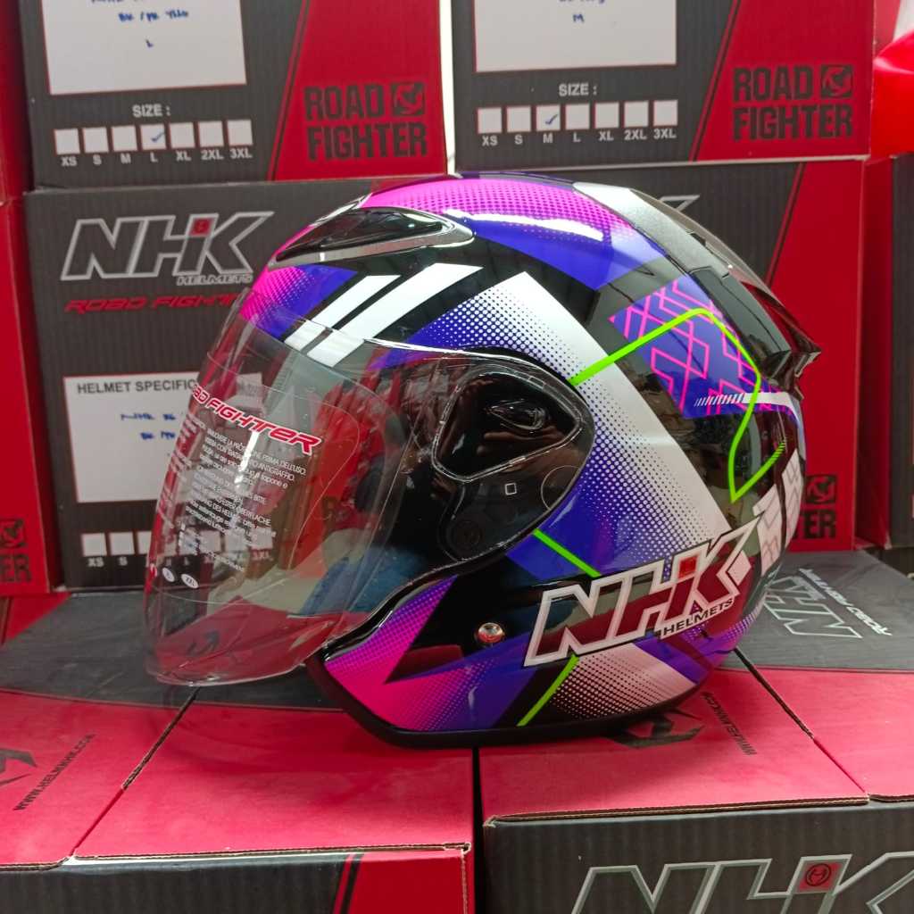 HELM NHK R6 R44 BLACK PINK NHK R-6 MOTIF BLACK PINK GLOSSY