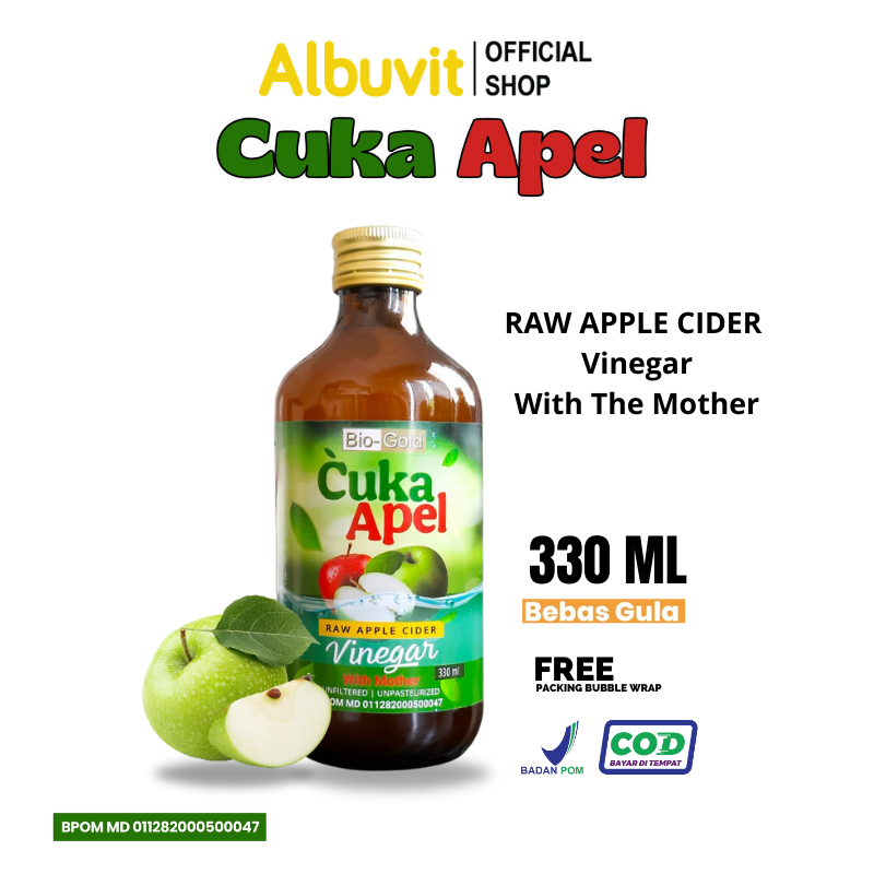 

Cuka Apel Bio Gold Organik Raw Apple Cider Vinegar With Mother 330ml Minuman kesehatan dan Diet