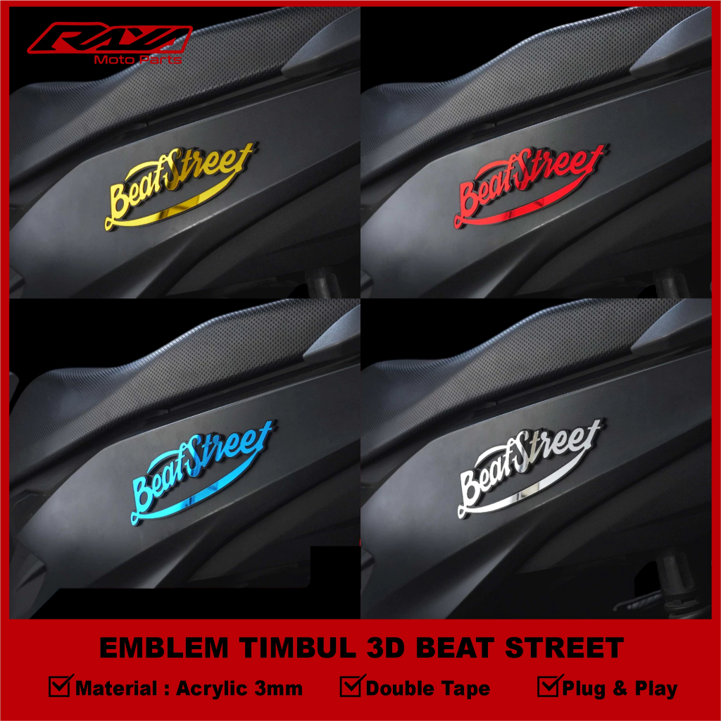 RAYA - 2PCS EMBLEM BEAT STREET 3D EMBLEM TIMBUL LOGO BEAT STREET VARIASI AKSESORIS BEAT STREET