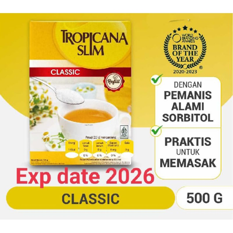 

gula tropicana slim classic reffil 500 gr untuk diet diabtx
