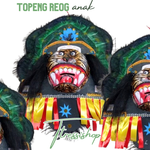Mainan Anak Topeng Reog Bulu Besar / Topeng Reog Ponorogo Anak Kostum Reog Anak