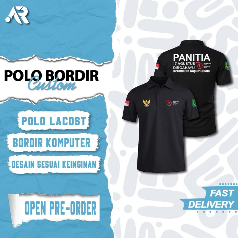 Polo Bordir custom | Lengan Pendek | Polo Lacost Premium | Bordir Komputer