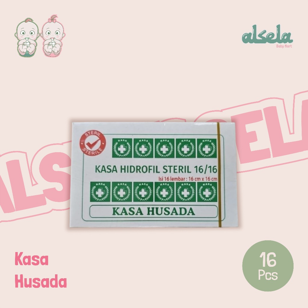 Kasa HUSADA 16 x 16 cm Isi 16pcs Original Kasa Steril Kasa Bayi 1 Box 16 Lembar