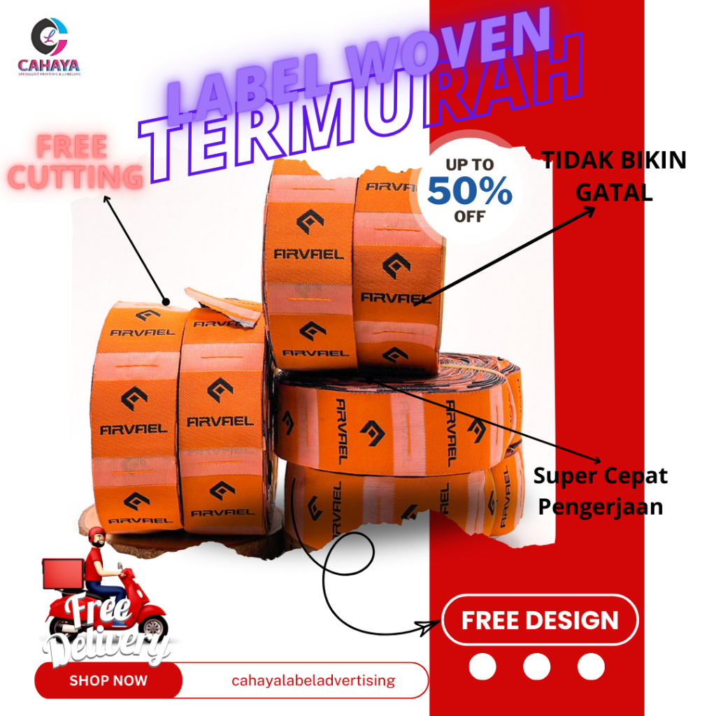 

2x4cm Label Woven Damask / Label Baju Rajut / Label Bordir / Label Baju / Label Celana / Label Murah Free Desain