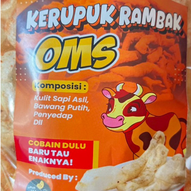 

krupuk kulit sapi asli rasa balado kemasan 450gr rambak