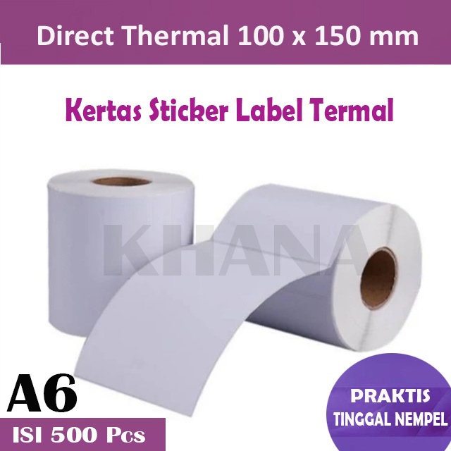 

kertas label Print Thermal Premium Quality / Ukuran 100x150 A6 Isi 500 Direct Thermal Praktis Dan Presisi