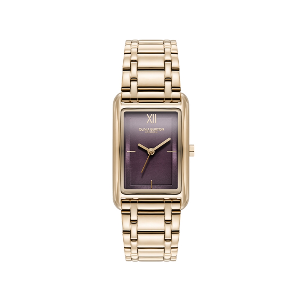 Olivia Burton Tank Midnight Plum Sunray Inner Frame & Powdered Centre Etched Dial RG 30 x 21mm - 240