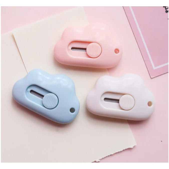 

❣️ELEVEN❣️Cutter Mini / Pisau Pemotong Kertas Mini Portable / Cutter Mini Bentuk Awan / Cutter Mini Pembuka Paket